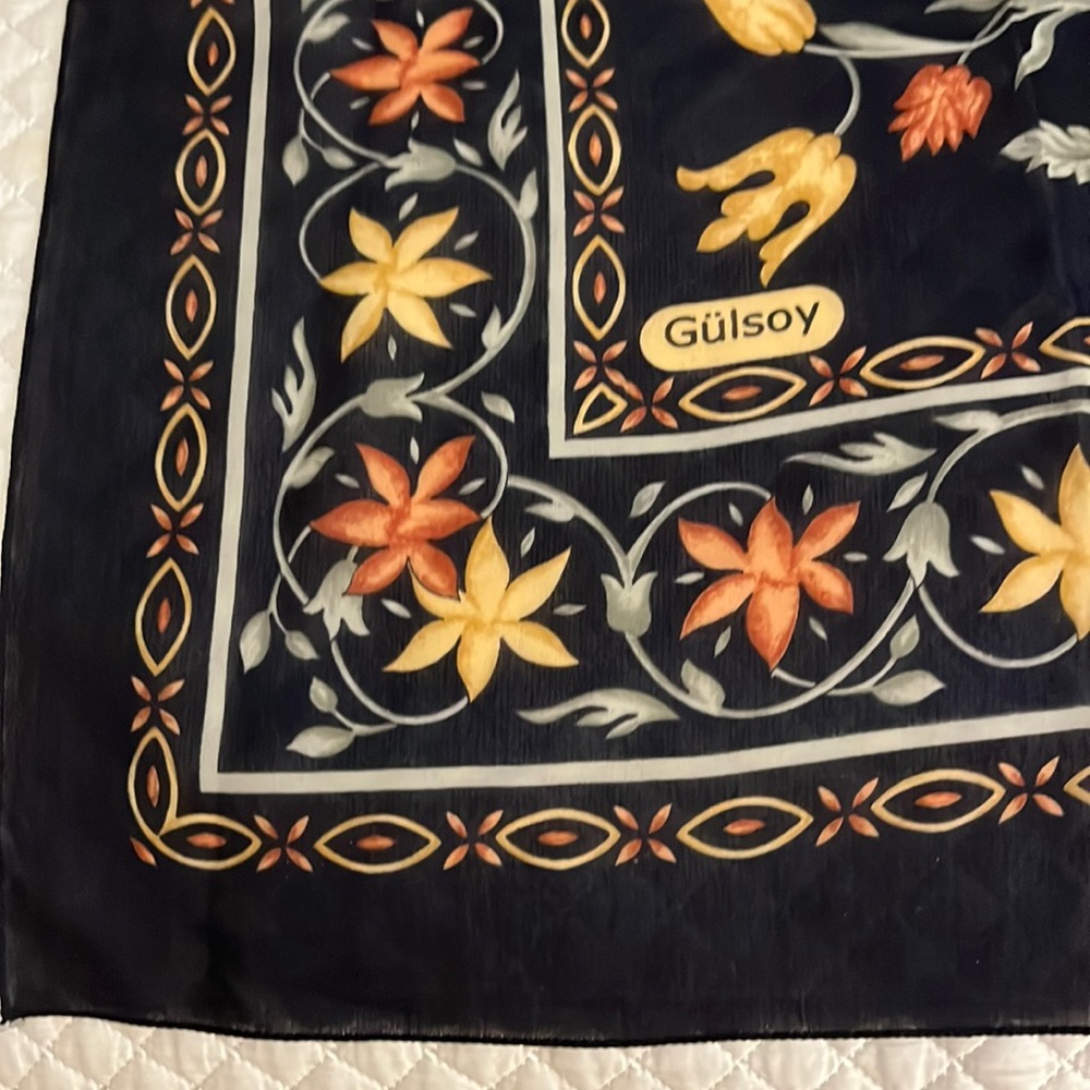 Navy and Dark Beige polyester scarf